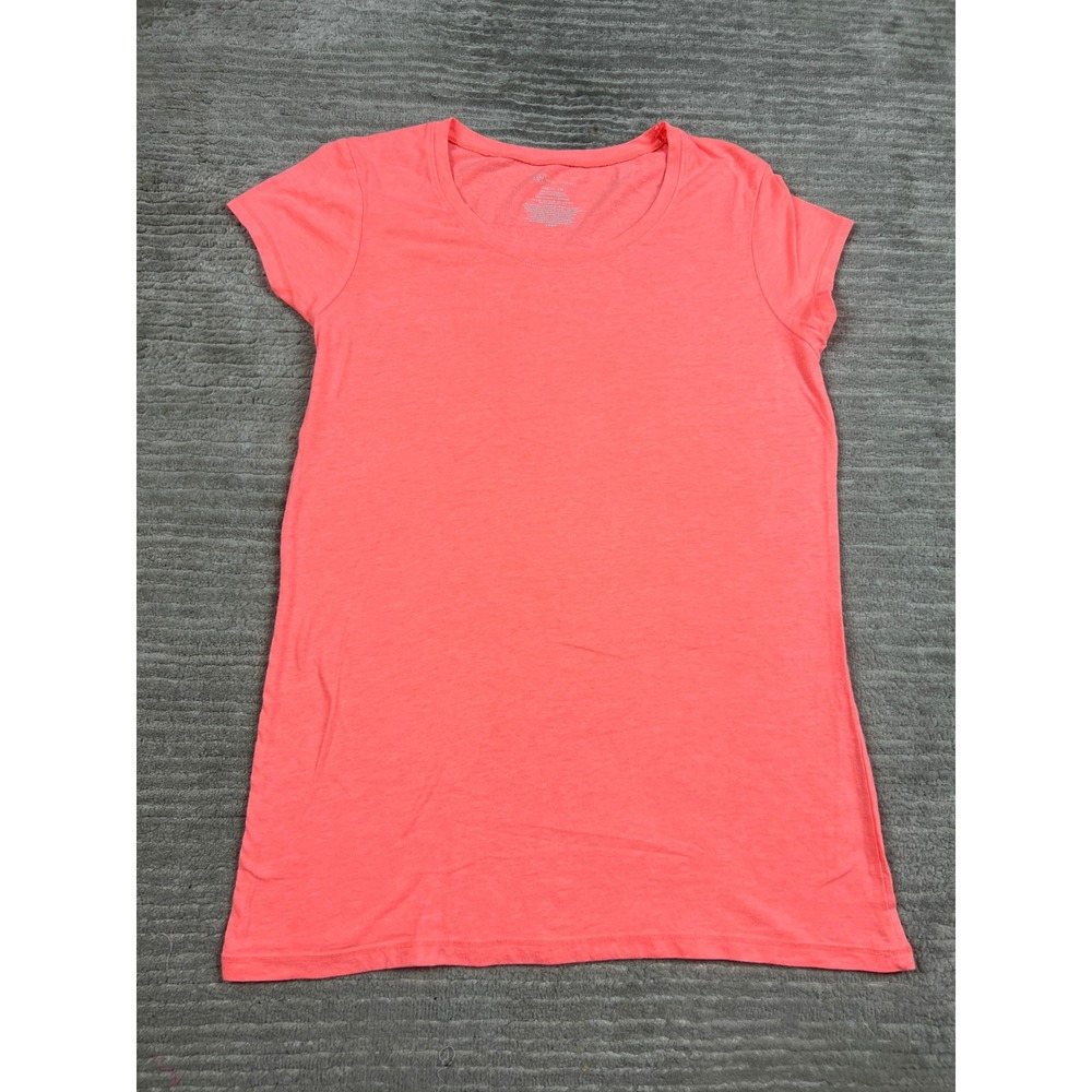 No Boundaries T-Shirt Womens L 11-13 Neon Pink Coral Scoop Neck Slim Fit Tee